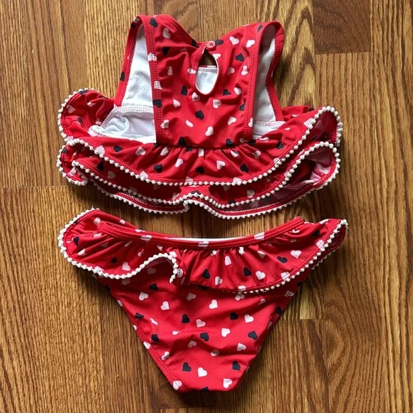Janie and Jack swimsuit, size 5, ruffles with red, white and blue